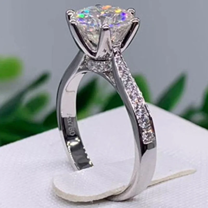 

1 Carat 18K White Gold Moissanite Diamond Ring Crown Rotate Luxury Classic Women Wedding Party Engagement Anniversary Ring 1 Ct