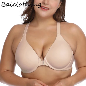 

BAICLOTHING Big Size Womens Full Coverage Lightly padded Underwire Smooth Front Closure Bra 34 36 38 40 42 44 46 48 B C D E F G