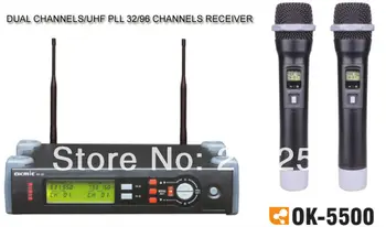 

New Professional OKMIC UHF/PLL true diversity wireless microphone system,wireless 5500H dual handheld transmitter Free shipping