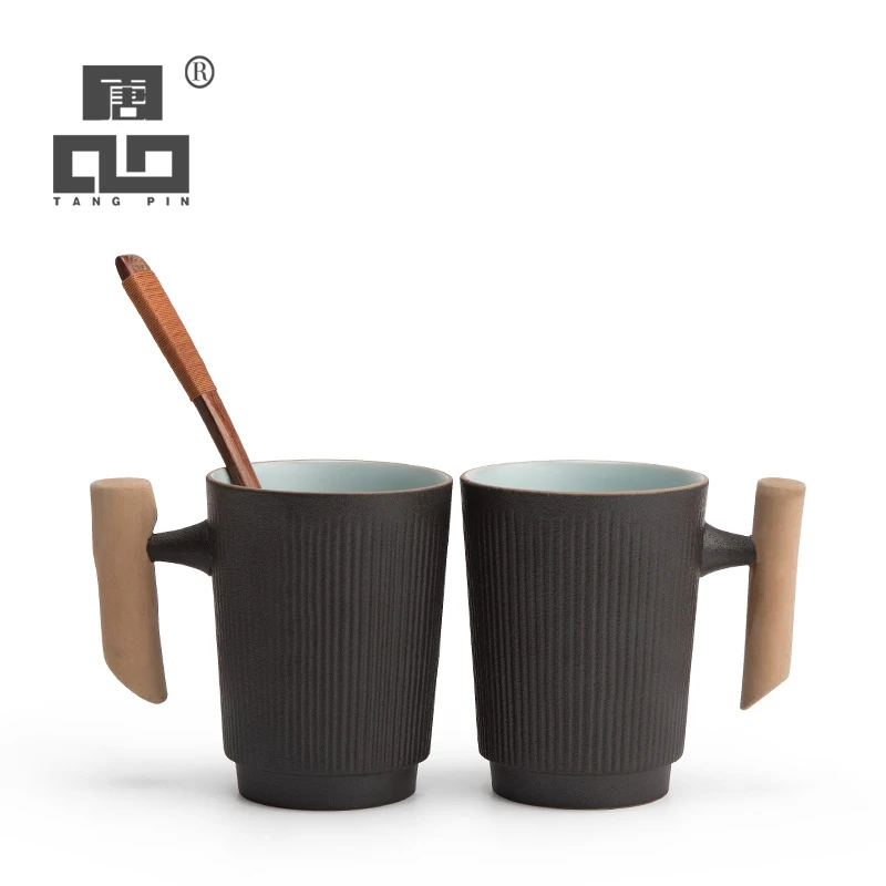 

TANGPIN black crockery ceramic tea mugs with filters coffee cup tea cup 250ml
