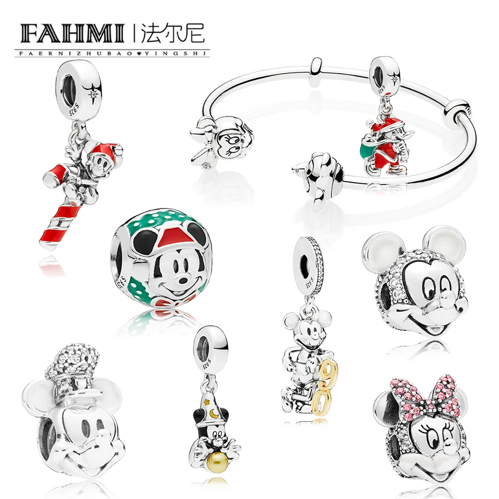 

FAHMI 100% 925 Sterling Silver Limited Edition 90th Anniversary Hanging Charm Santa Candy Cane Pendant Bracelet Original Jewelry