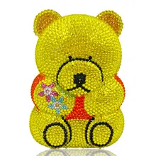 Черный и белый/желтый/синий 6 цветов Стразы в форме медвежонка женские клатчи вечерние мини дамские вечерние сумочки