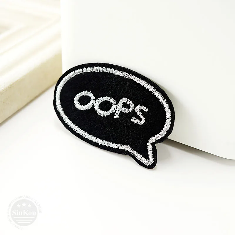 

OOPS 5.5x3.2cm DIY Cloth Badge Patches Clothing Cartoon Patch Fabric Sewing Embroidered Applique Jacket Jeans Clothing Badges
