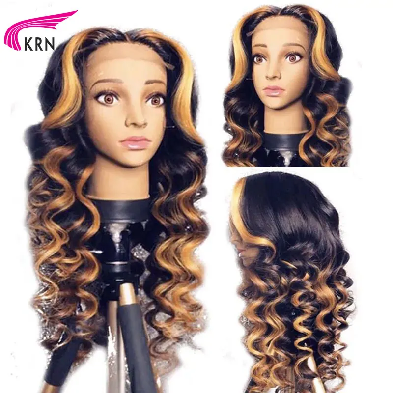 КРН Выделите предварительно выщипанные бразильские кружевные передние человеческие волосы парики с детскими волосами 13х3 Glueless Remy вьющиеся человеческие волосы парики