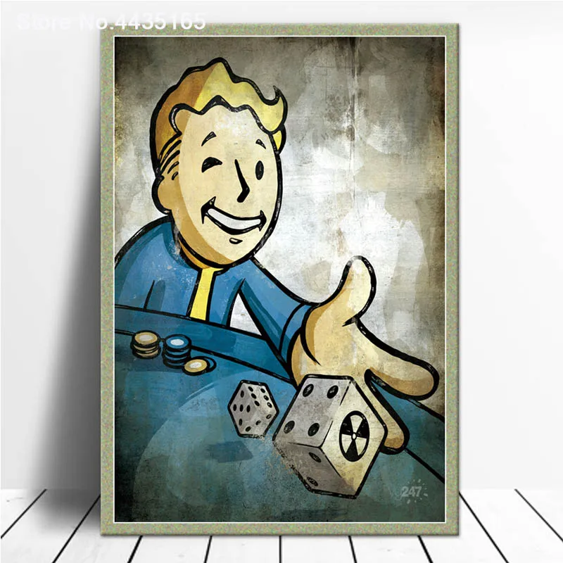 Fallout видео игры плакат мистер галька кошка плакаты и принты стены искусства холст картина Детская комната декоративный домашний декор - Цвет: Темно-серый