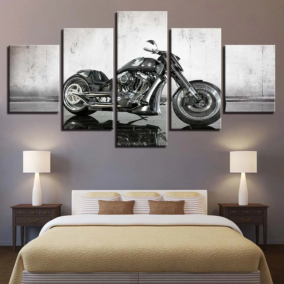 Модульные картинки HD печать домашний Декор 5 шт. прикроватные фоне стены Книги по искусству мотоциклетные холст картины Книги по искусству работы творческой плакат