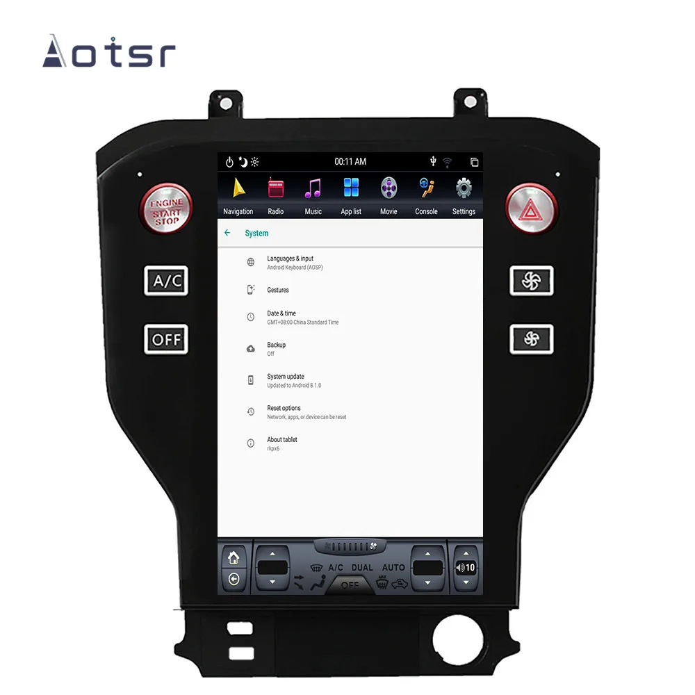 Top Tesla style Latest Android 8.1 4+64 Car GPS Navigation  for Ford Mustang 2015+ auto stereo multimedia No DVD Player with carplay 3