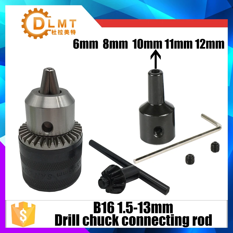

Mini Electric Drill Chuck 1.5-13mm Mount B16Taper Lathe Chuck With Key Rotary tool Accessories For Woodworking 10mm 12mm 14mm