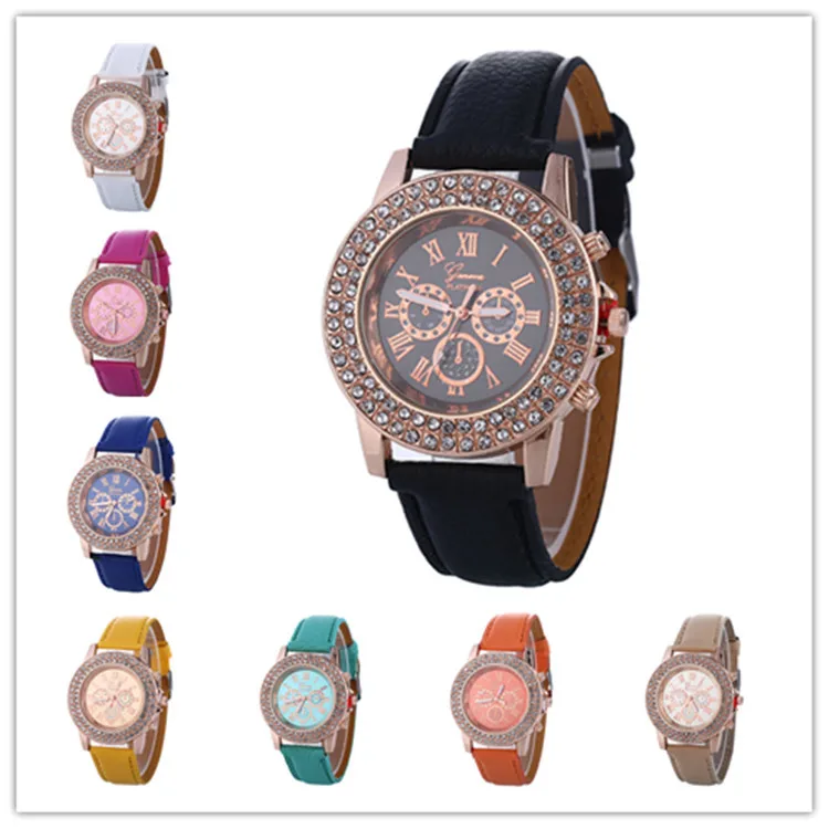 

Luxury Geneva Woman Watch Double rhinestone Glass Watches Dress Quartz Watch Male Female Famous Brand Wrist Watch 2018