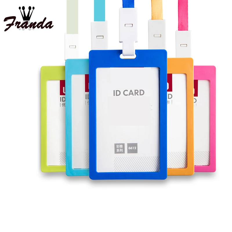 

Rfid Blocking Name Credit Card Holders Women Men Plastic Bank Card Neck Strap Card Bus ID holders candy colors Identity badge