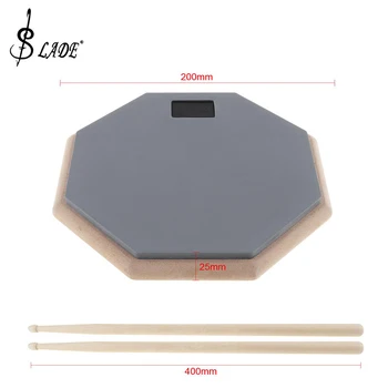 

SLADE 8 Inch Rubber Wooden Dumb Drum Practice Training Drum Pad Music Instruments with Drum Sticks and Drum Accessories