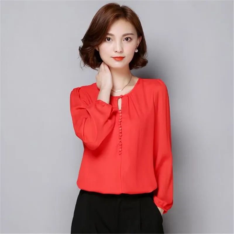 Autumn Women Blouses Nice Blusas Casual Long Sleeve Chiffon Bottoming