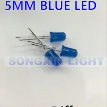 10 шт., 5 мм, синий рассеянный светодиодный светильник с круглым диодом, широкий угол 5 мм, светодиодный светильник, сквозное отверстие