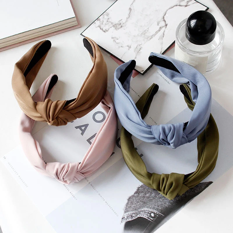 

Women Bezel Fashion Korean Style Hairband Female Girls Casual Elegant headband Cloth Cross Solid Color Hair Accessories Headwear