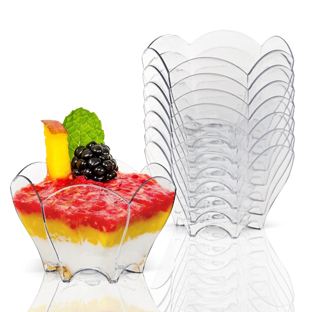 

Promotion - Party Suppliers, Disposable Plastic Tableware, 70*44mm/60ml Black Petal Dessert Cake Bowl, 20/Pack