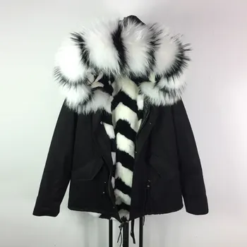 

Winter New Fashion Color zebra-stripe Design Fur Jacket Black Jacket in women Outer casual Coat