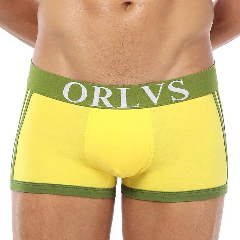 ORLVS Марка мужское нижнее белье; трусы-боксеры хлопковые мужские трусы сексуальный для гея, мужской боди с мешочком для пениса, Трусы из хлопка Для мужчин боксеры, плавки Шорты Для мужчин
