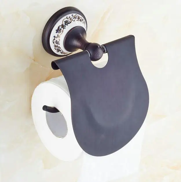 Black porcelain decoration finish copper Brass Bathroom accessories Bath Hardware Set Towel Rack Towel Bar Paper Holder