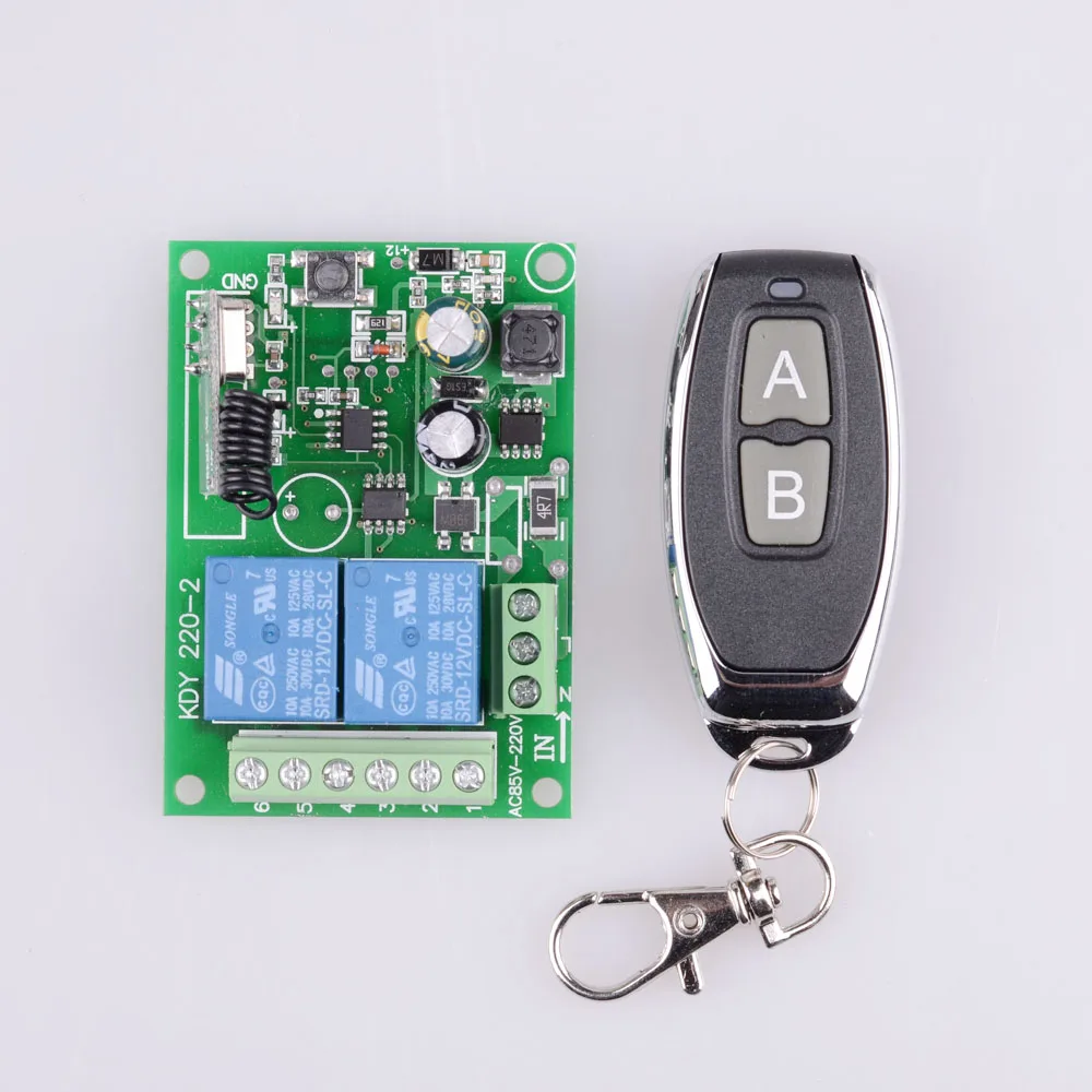 

Universal Wireless Remote Control Switch AC 85V ~ 250V 110V 220V 2CH Relay Receiver Module and RF 433Mhz Remote Controls