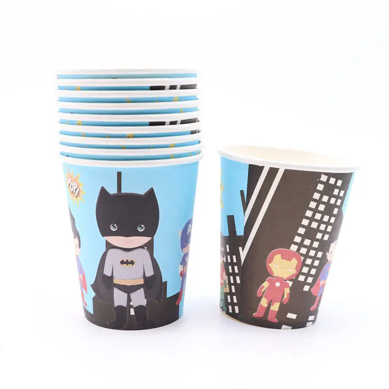 

10Pcs/lot Cartoon Avenger Iron Man Paper Cups Favor For Boy Kid's Party Baby Shower Party Decorations Disposable Supplies