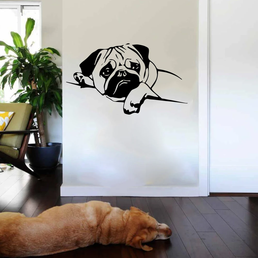 Cartoon Pug Dog Pet Wall Sticker Nursery Kids Room Bedroom Puppy Bulldog Animal Wall Decal Living Room Vinyl Decor (1)
