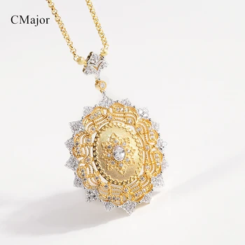 

Cmajor S925 Silver Sun Vintage Palace Luxury Fashion Gold Color Pendant Necklaces For Women