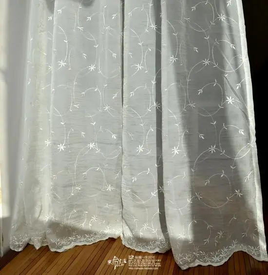Clothing White Embroidered Yarn Rustic Fluid Linen Curtain In Clothing White Embroidered Yarn Rustic Fluid Linen Curtain