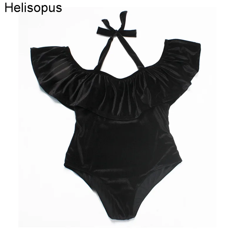 Helisopus Off The Shoulder Swim Suit Plus Size Swimwear High Weight
