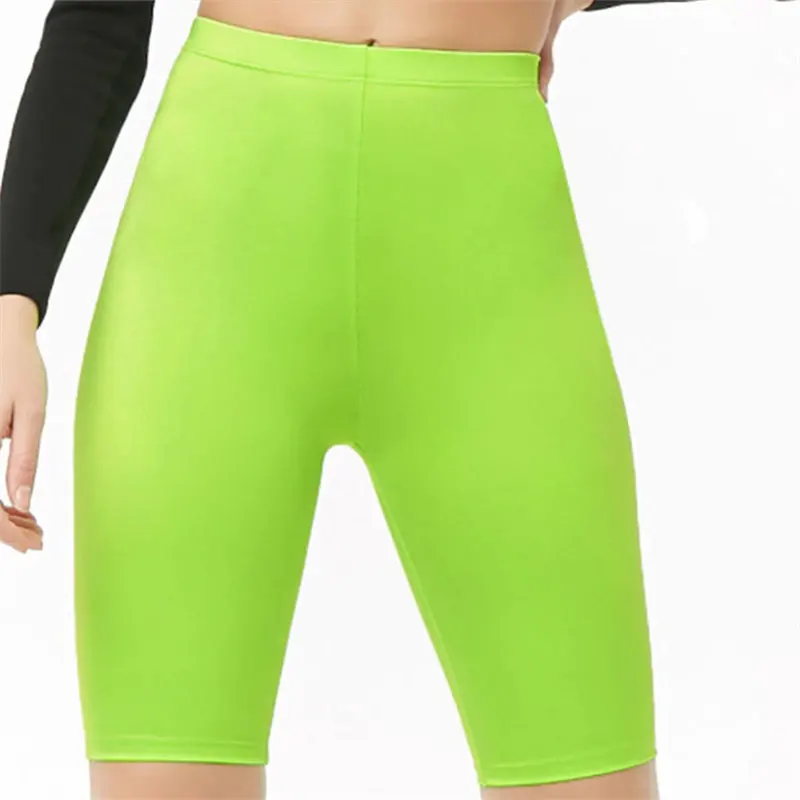 Biker Shorts Sexy Neon Green High Elasticity Nightclub Club Shorts Women Neon Bicycle Shorts