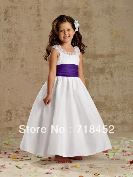 flower girl dresses with purple sash
