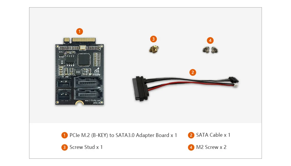 Плата адаптера PCIe M.2 для SATA3.0, плата расширения работает с демонстрационной платой Firefly RK3399