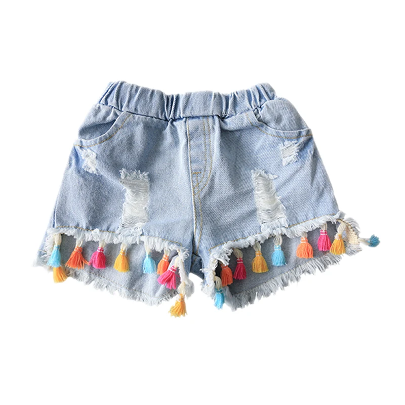 baby girls shorts 2019 summer kids cotton shorts solid denim ripped ...
