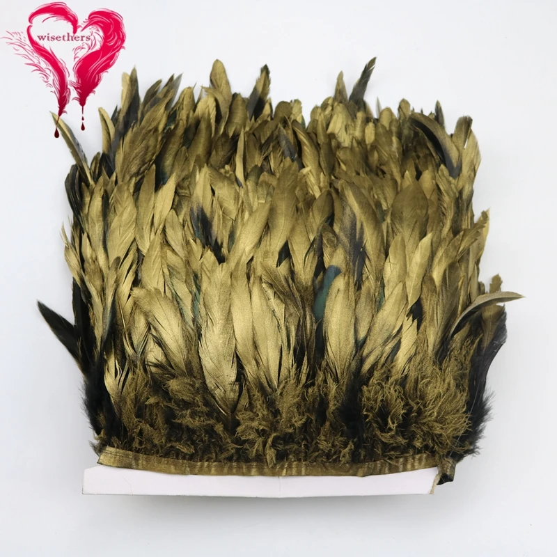 

1 Meter 6-8 Inches Fancy Dyed Golden Rooster Tail Cock Schlappen Feather Trimming Lace Trim Costume Clothing Sewing Decoration