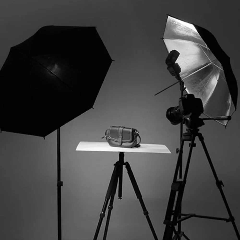 

83cm 33 inch Studio Video Flash Light Grained Umbrella Reflective Reflector Black Sliver Photo Photography Umbrellas Drop Ship