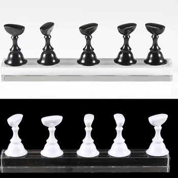 

New Arrival 5pcs False Nail Art Practice Display Rack with Stand Board Tips Black White Chess Holder Mount Set