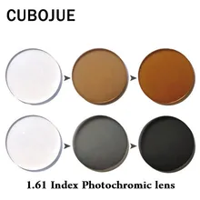 CUBOJUE 1,61 ИНДЕКС смолы фотохромные линзы по рецепту миопия изменение серый/коричневый на солнце антибликовые UV400 против царапин