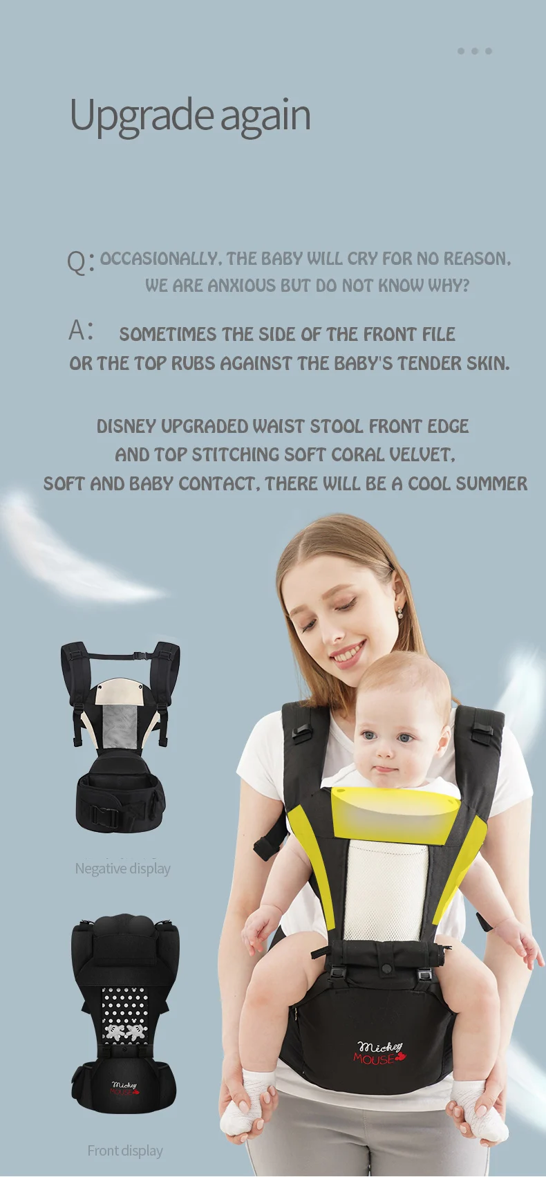 Disney Ergonomic Baby Carrier Backpack Infant Sling Toddler Waist Wrap Carrier Baby Holder Kangaroo Hipsit Minnie newborns 360