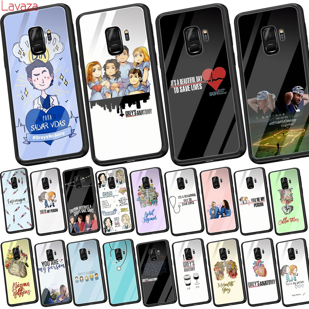 

Lavaza Greys Anatomy Merder Tempered Glass Case for Samsung Galaxy S8 S9 S10 Plus S7 Edge Note 8 9 Soft TPU Cover
