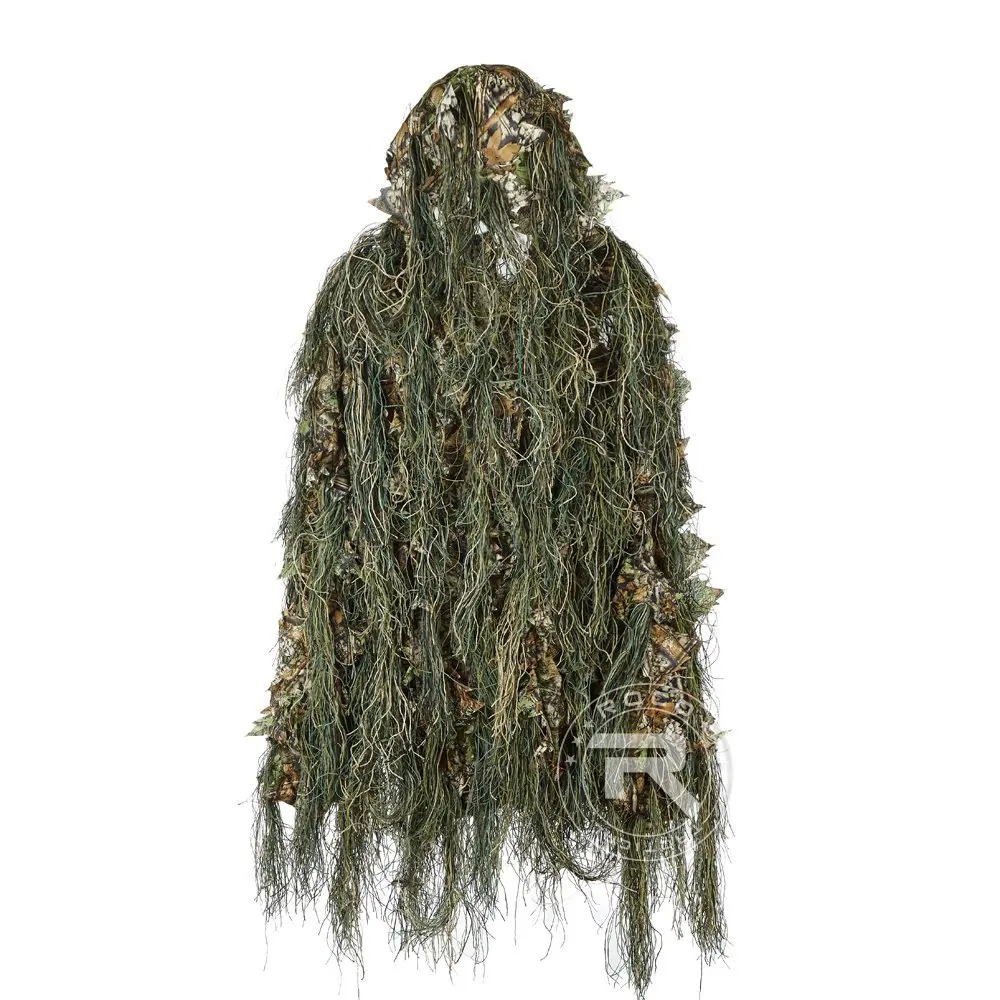 Гибридный Лесной Камуфляж Ghillie охотничий костюм, камуфляж Ghillig костюм комбинация из струны и ткани 3D дизайн легкий