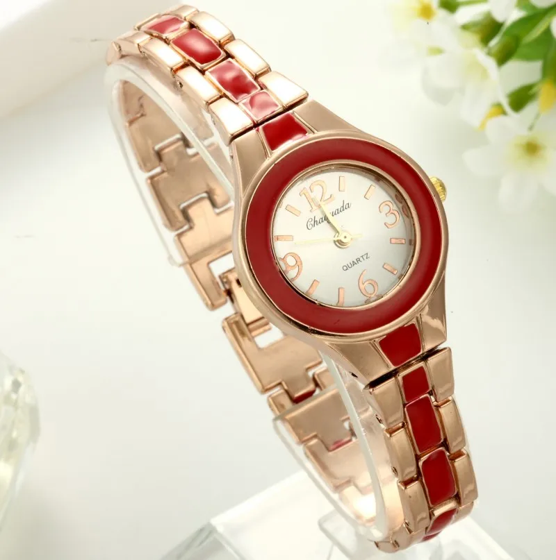 Бренд CYD новые женские часы женские кварцевые аналоговые модные часы с браслетом из розового золота Лидер продаж повседневные женские наручные часы - Цвет: Красный