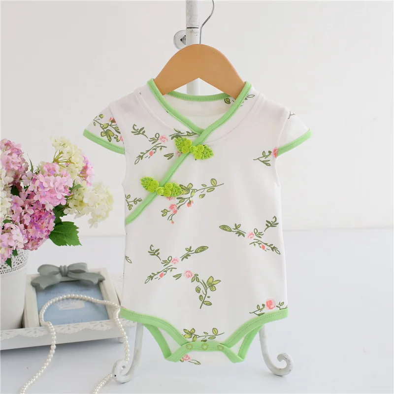Chino Cheongsam verano mamelucos de bebé de algodón ropa de bebé niña, ropa de bebé recién nacido ropa Bebe infantil monos para fiesta