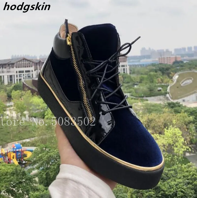 

2019 Black Leather Soft Leather Lace Up Side Zipper Men Casual Shoes Flats high Platform Zapatos De Mujer
