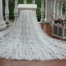 width140cm слоновая кость винтажная вышитая кружевная ткань, кружево на свадебное платье свадебная ткань платье
