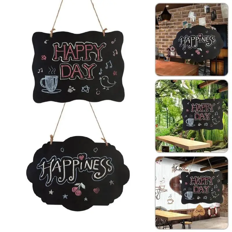 

Hanging Wooden Message Blackboard Double Sided Erasable Chalkboard Wordpad Sign Board Wedding Decoration Party Supplies