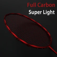 Профессиональный Супер светильник, полностью углеродное волокно, ракетка для бадминтона, нанизанная Max 30LBS 4U ракетки с веревкой, Спортивная ракетка, Padel