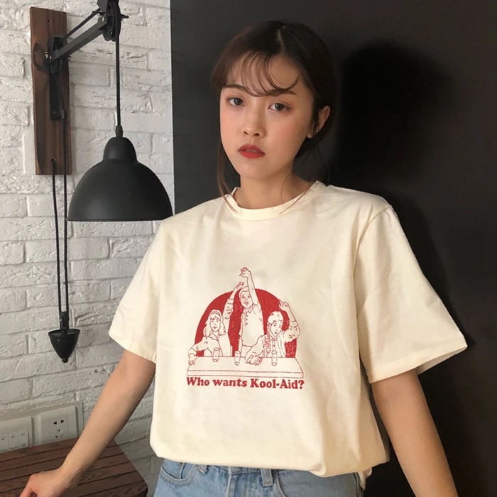 YouGeMan летняя футболка с коротким рукавом для женщин одежда корейский стиль Ulzzang Harajuku мультфильм печати белые футболки женские s Топы