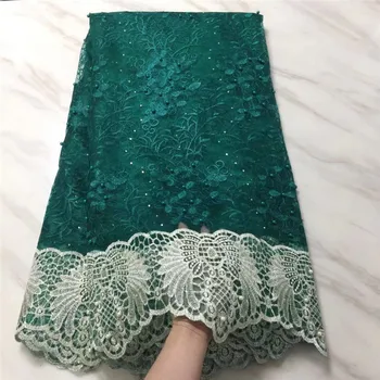 

New Green African Lace Fabric 2019 High Quality Lace Material Nigeria French Lace Fabrics With Beads And Stones For Sewing Dress