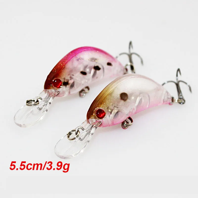 

2PCS/Lot Crankbait Plastic Wobbler Fishing Lure 5.5CM 3.9G Swimbait Pesca Isca Artificial Bait 10# Hooks Fishing Tackle 2 Colors
