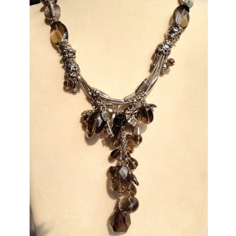 Natural Smoking Quartz Necklace Pendant Necklace 50CM Free Shipping