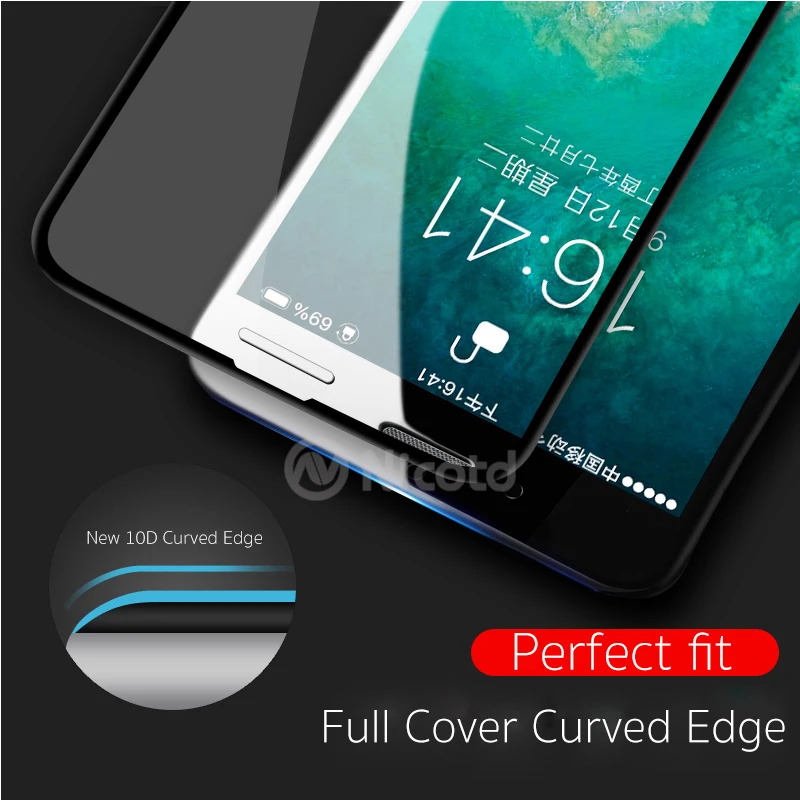 10D Gehärtetem Glas Für iPhone 8 Plus nicotd Screen Protector Volle Abdeckung Schutz Glas Für iPhon